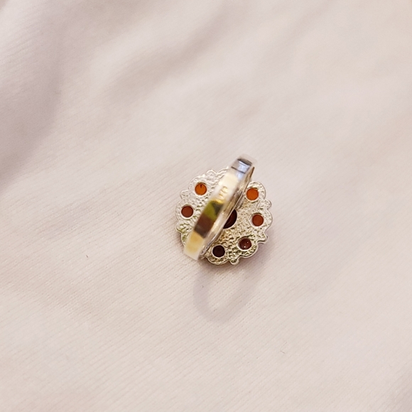 Flower Sterling Silver and Turquoise Band Ring - Picture 5 of 5